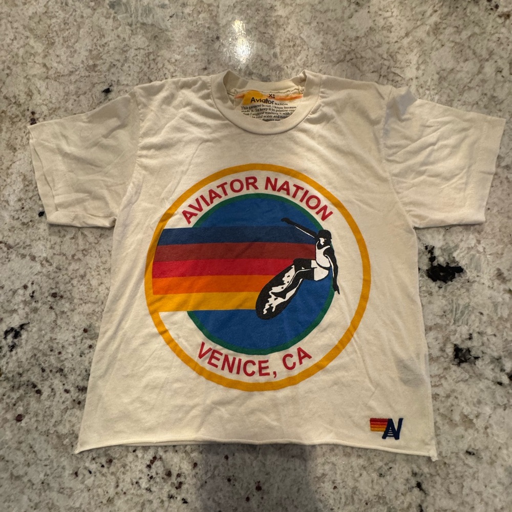 Aviator Nation Kids White Tee with Colorful Graphic